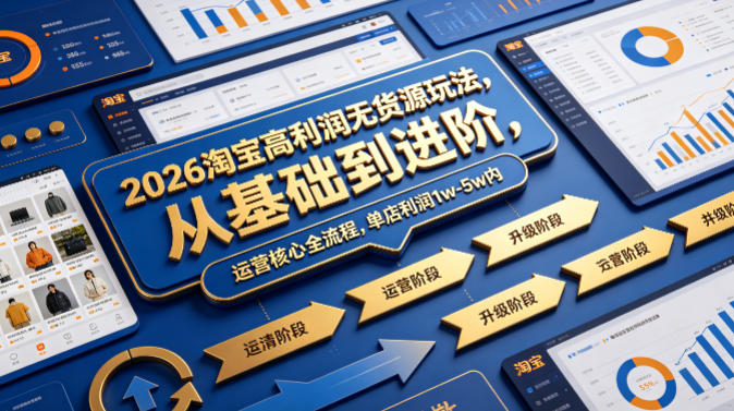 2026淘宝高利润无货源玩法，从基础到进阶，运营核心全流程，单店利润1w-5w内-知享资源网