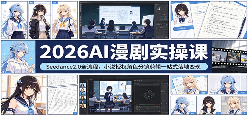 2026AI漫剧实操课：Seedance2.0全流程，小说授权角色分镜剪辑一站式落地变现-知享资源网