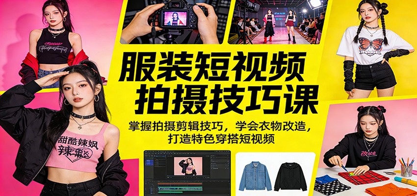 服装短视频拍摄技巧课：掌握拍摄剪辑技巧，学会衣物改造，打造特色穿搭短视频-知享资源网