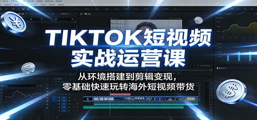TIKTOK短视频实战运营课：从环境搭建到剪辑变现，零基础快速玩转海外短视频带货-知享资源网