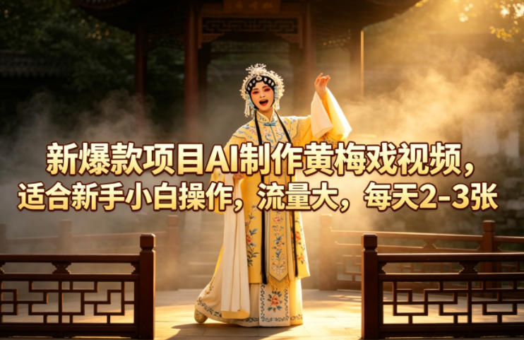 新爆款项目AI制作黄梅戏视频，适合新手小白操作，流量大，每天2-3张-知享资源网