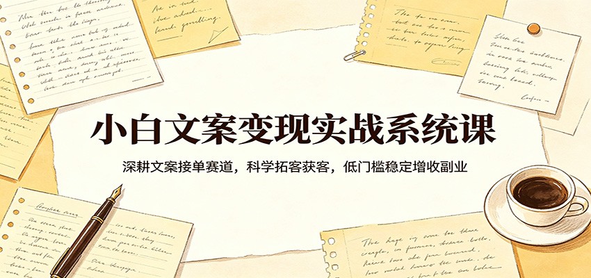 小白文案变现实战系统课：深耕文案接单赛道，科学拓客获客，低门槛稳定增收副业-知享资源网