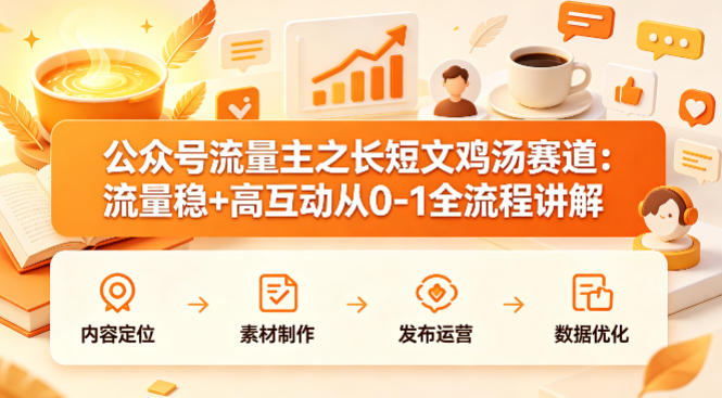 公众号流量主之长短文鸡汤赛道，流量稳+高互动，从0-1全流程讲解-知享资源网