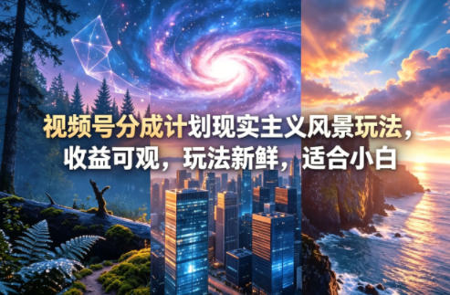 视频号分成计划现实主义风景玩法，收益可观，玩法新鲜，适合小白-知享资源网