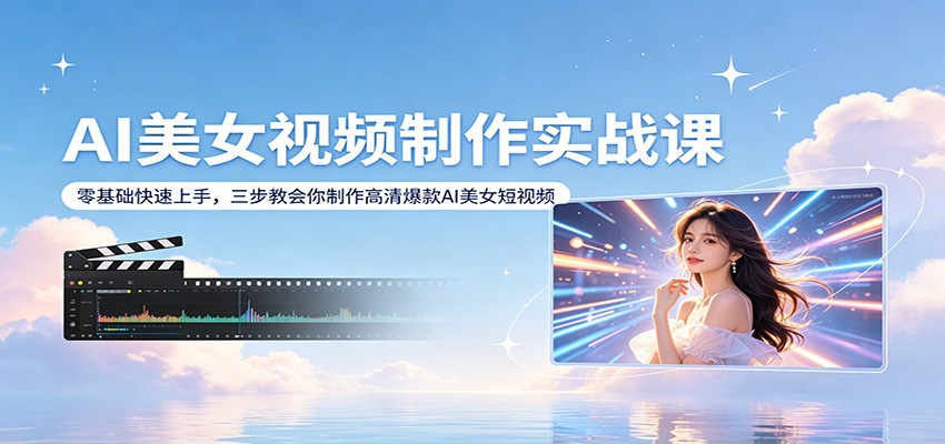 AI美女视频制作实战课：零基础快速上手，三步教会你制作高清爆款AI美女短视频-知享资源网