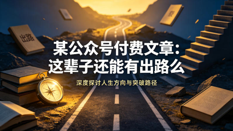 某公众号付费文章：这辈子还能有出路么-知享资源网