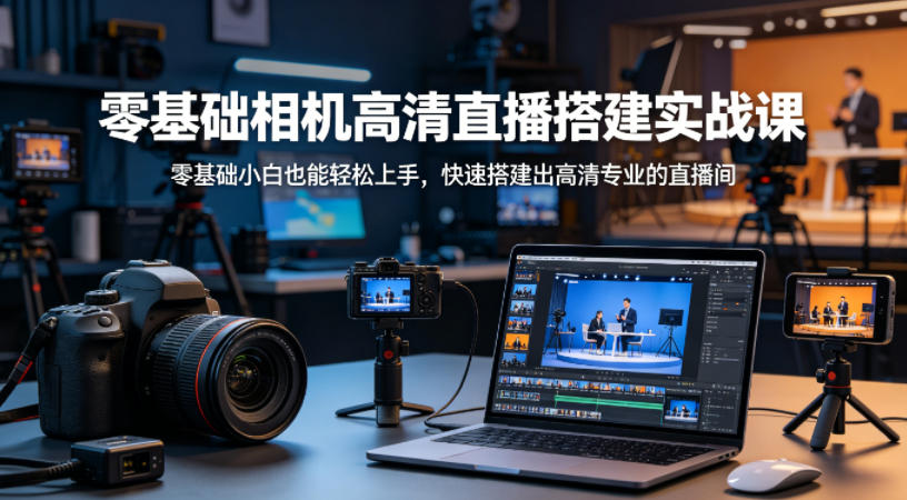 零基础相机高清直播间搭建实战课，小白也能轻松上手，快速搭建出高清专业的直播间-知享资源网