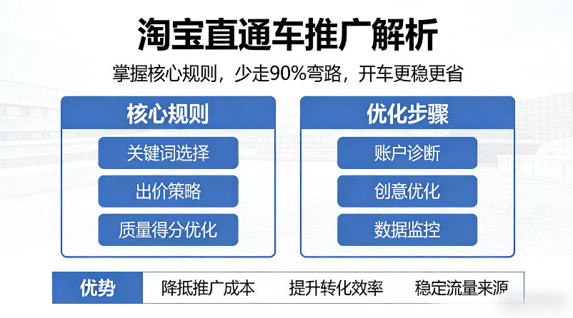 淘宝直通车推广解析，掌握核心规则，少走90%弯路，开车更稳更省-知享资源网