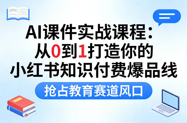 AI课件实战课程，从0到1打造你的小红书知识付费爆品线，抢占教育赛道风口-知享资源网
