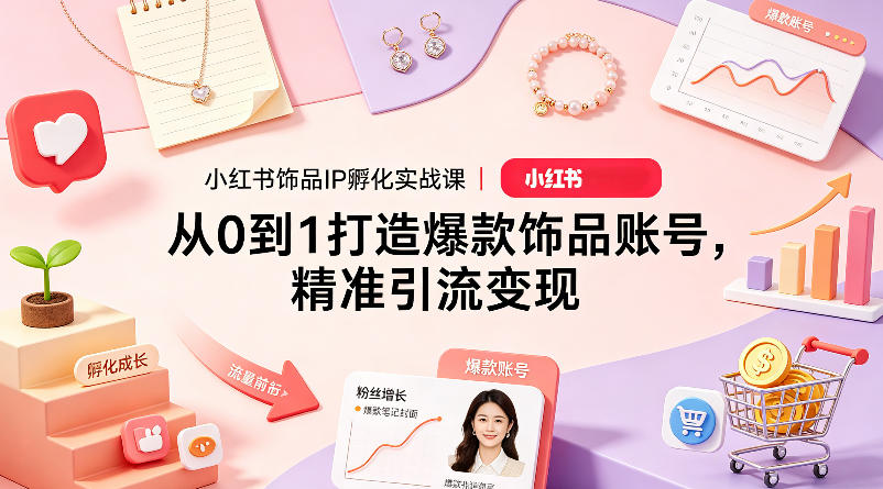 小红书饰品IP孵化实战课｜从0到1打造爆款饰品账号，精准引流变现-知享资源网