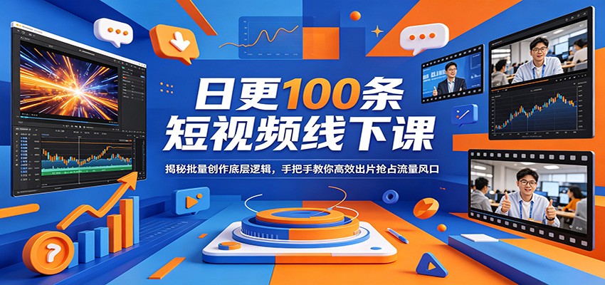 日更100条短视频线下课：揭秘批量创作底层逻辑，手把手教你高效出片抢占流量风口-知享资源网