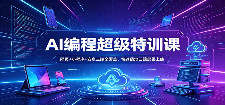 AI编程超级特训课：网页+小程序+安卓三端全覆盖，快速落地云端部署上线-知享资源网