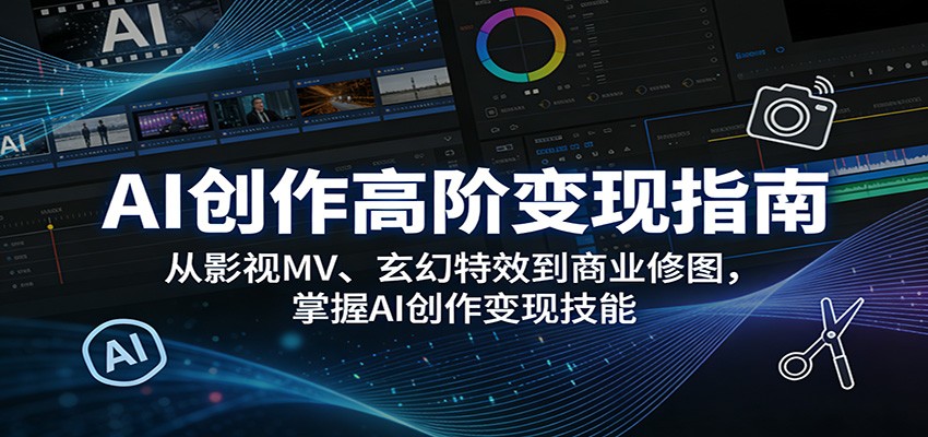 AI创作高阶变现指南：从影视MV、玄幻特效到商业修图，掌握AI创作变现技能-知享资源网