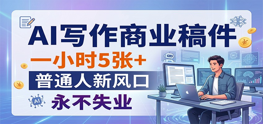AI写作商业稿件，一小时5张+，普通人新风口，永不失业-知享资源网