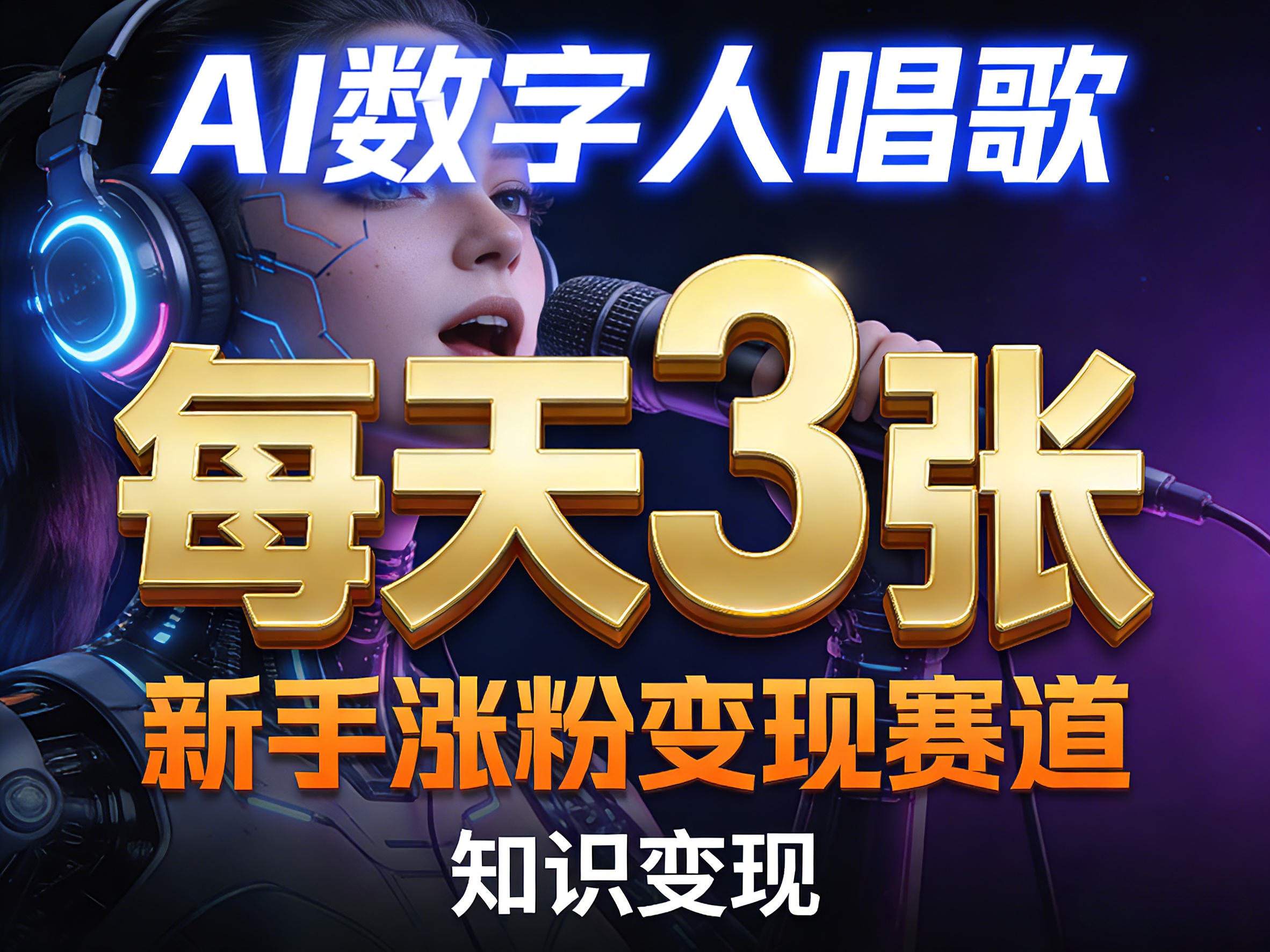 AI数字人唱歌，新手涨粉变现赛道，每天3张和知识付费，副业必备-知享资源网