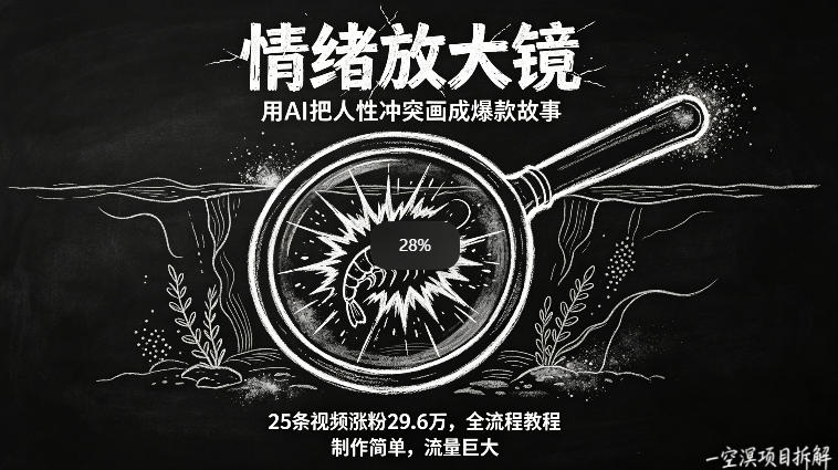 AI制作“情绪放大镜“视频，25条视频涨粉29.6W粉，流量巨大，制作简单，全流程教程-知享资源网