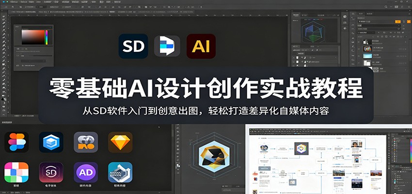 零基础AI设计创作实战教程：从SD软件入门到创意出图，轻松打造差异化自媒体内容-知享资源网