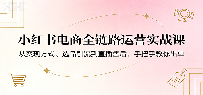 小红书电商全链路运营实战课：从变现方式、选品引流到直播售后，手把手教你出单-知享资源网