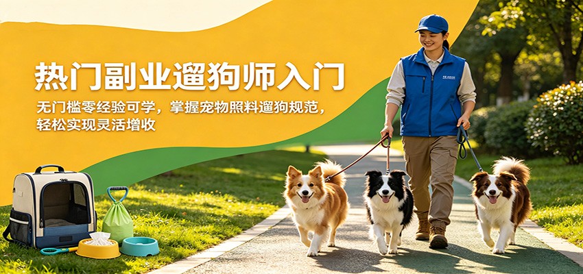 热门副业遛狗师入门，无门槛零经验可学，掌握宠物照料遛狗规范，轻松实现灵活增收-知享资源网