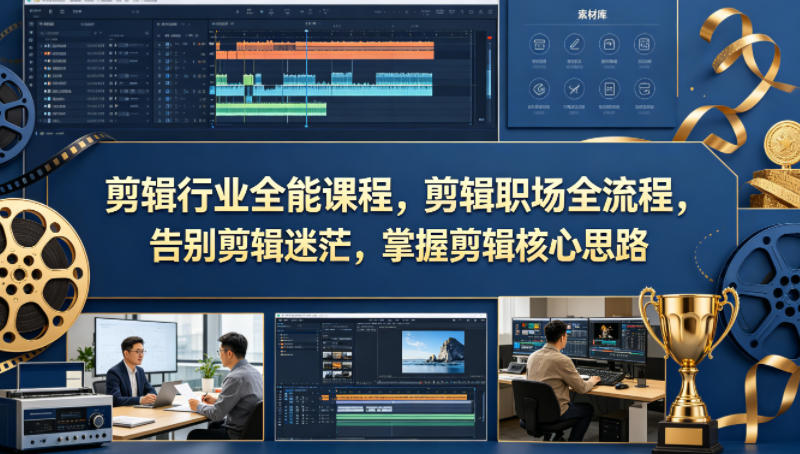 剪辑行业全能课程，剪辑职场全流程，告别剪辑迷茫，掌握剪辑核心思路-知享资源网
