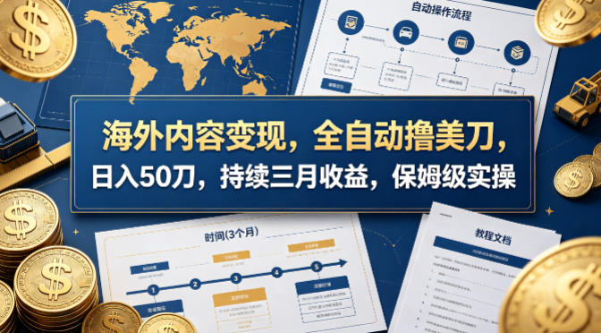 海外内容变现，全自动撸美刀，日入50刀，持续三月收益，保姆级实操【揭秘】-知享资源网