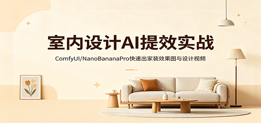 室内设计AI提效实战：ComfyUI/NanoBananaPro快速出家装效果图与设计视频-知享资源网