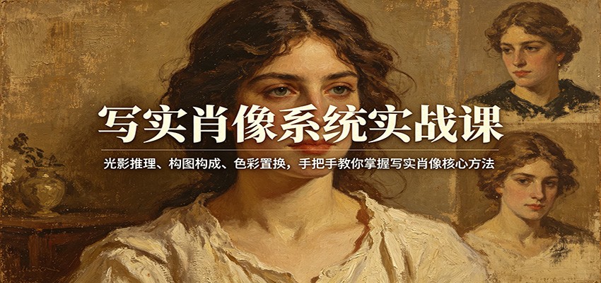写实肖像系统实战课：光影推理、构图构成、色彩置换，手把手教你掌握写实肖像核心方法-知享资源网