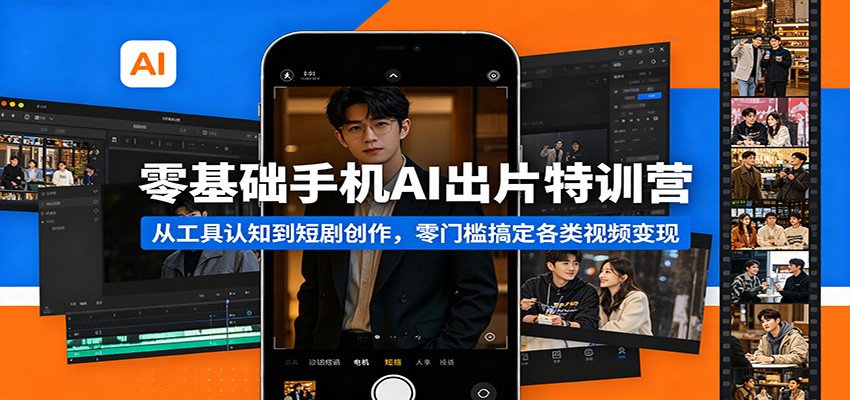 零基础手机AI出片特训营：从工具认知到短剧创作，零门槛搞定各类视频变现-知享资源网