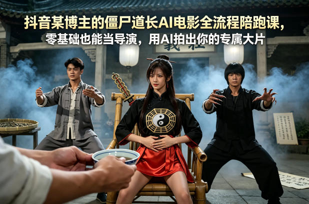 抖音某博主的僵尸道长AI电影全流程陪跑课，零基础也能当导演，用AI拍出你的专属大片-知享资源网