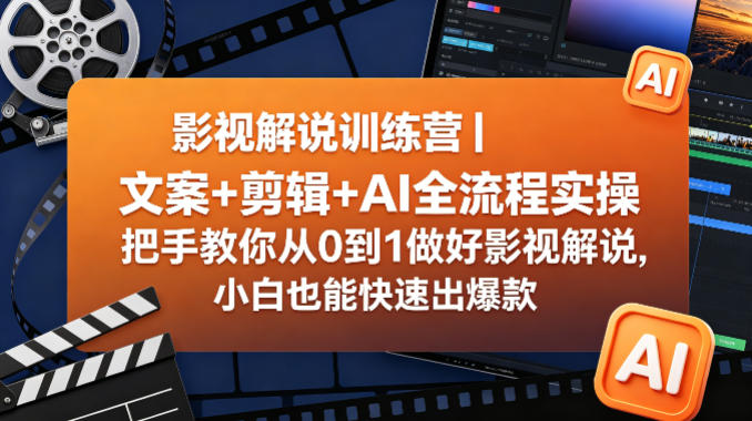 影视解说训练营｜文案+剪辑+AI全流程实操，把手教你从0到1做好影视解说，小白也能快速出爆款-知享资源网
