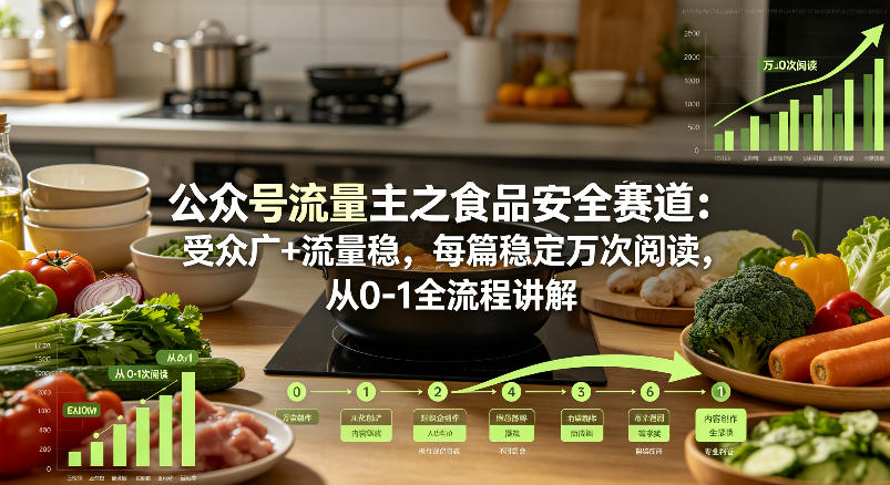 公众号流量主之食品安全赛道，受众广+流量稳，每篇作品稳定万次阅读，从0-1全流程讲解-知享资源网