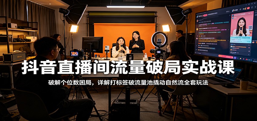 抖音直播间流量破局实战课：破解个位数困局，详解打标签破流量池撬动自然流全套玩法-知享资源网