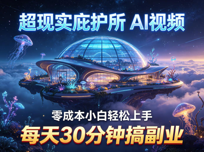 超现实庇护所AI视频项目拆解，零成本小白轻松上手，每天30分钟搞副业-知享资源网