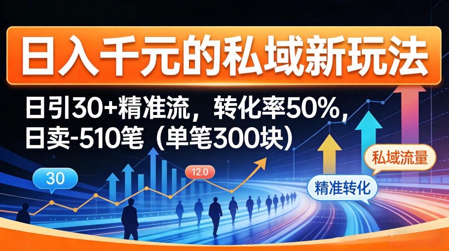 日入千米的私域新玩法：日引30＋精准流，转化率50%，日卖5-10笔（单笔300米）-知享资源网