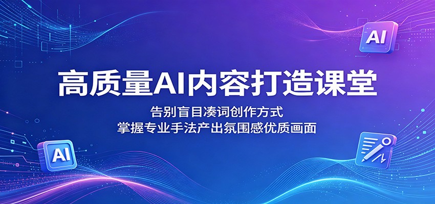 高质量AI内容打造课堂：告别盲目凑词创作方式，掌握专业手法产出氛围感优质画面-知享资源网
