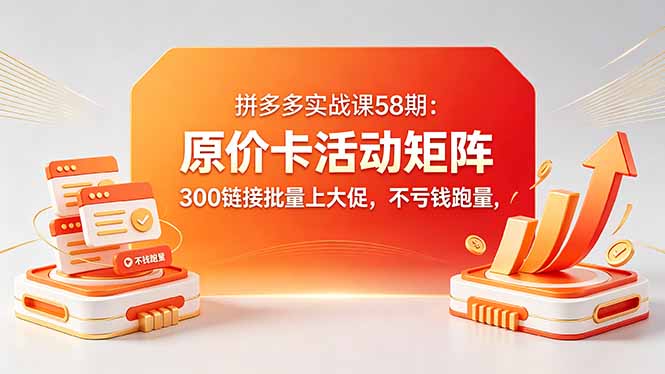 （18395期）拼多多实战课58期：原价卡活动矩阵，300链接批量上大促，不亏钱跑量-知享资源网