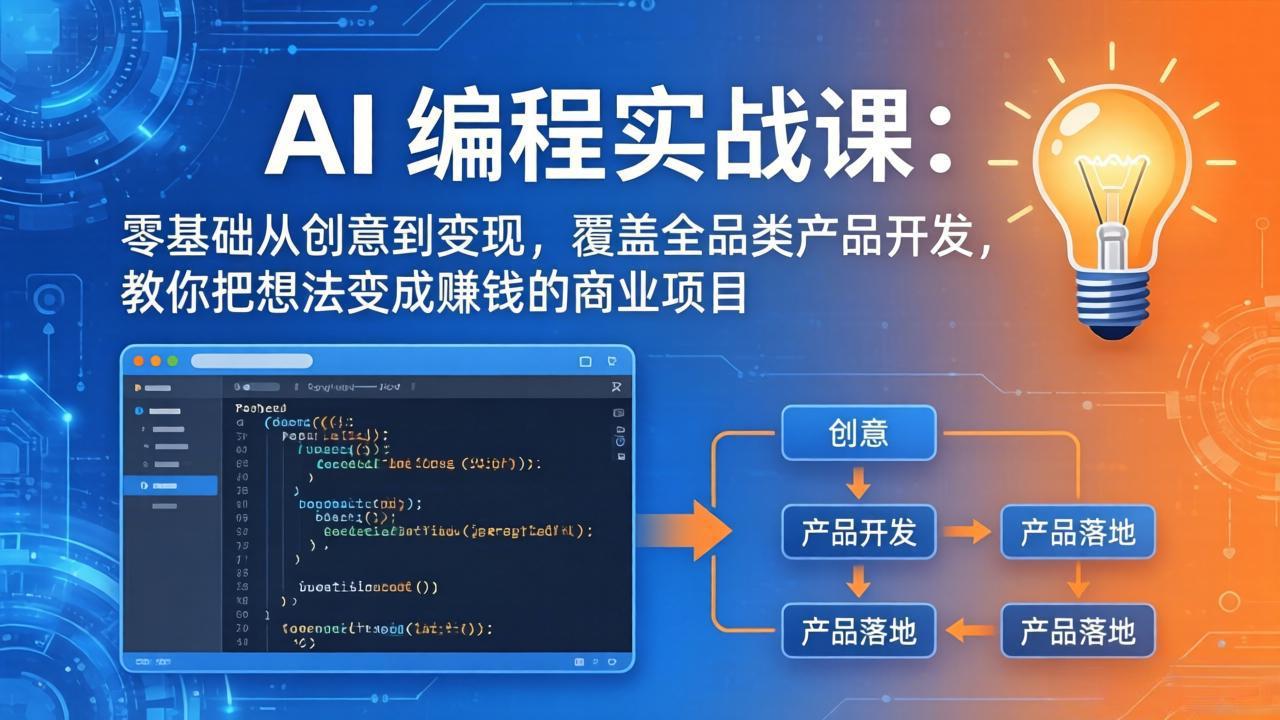 (18631期)AI编程实战课-第三期-5月更新:零基础从创意到变现,覆盖全品类产品开发,把想法变成赚钱项目-知享资源网