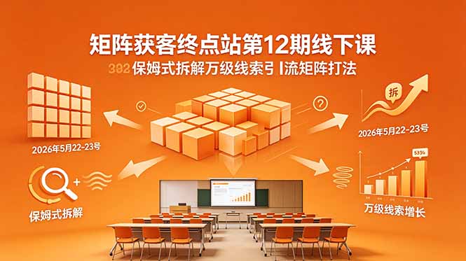 （18603期）矩阵获客终点站第12期线下课 2026年5月22-23号 保姆式拆解万级线索引流矩阵打法-知享资源网