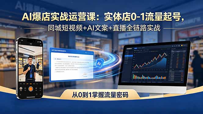 （18451期）AI爆店实战运营课：实体店0-1流量起号，同城短视频+AI文案+直播全链路实战-知享资源网