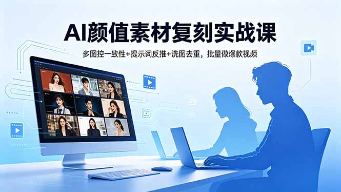 （18450期）AI颜值素材复刻实战课，多图控一致性+提示词反推+洗图去重，批量做爆款视频-知享资源网