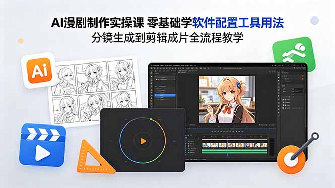 （18605期）AI漫剧制作实操课 零基础学软件配置工具用法 分镜生成到剪辑成片全流程教学-知享资源网