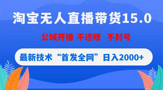 （18562期）淘宝无人直播带货15.0，不封号，不违规，公域玩法，首发全网日入2000+-知享资源网