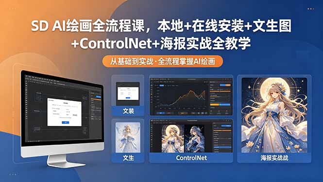 （18453期）SD AI绘画全流程课，本地+在线安装+文生图+ControlNet+海报实战全教学-知享资源网