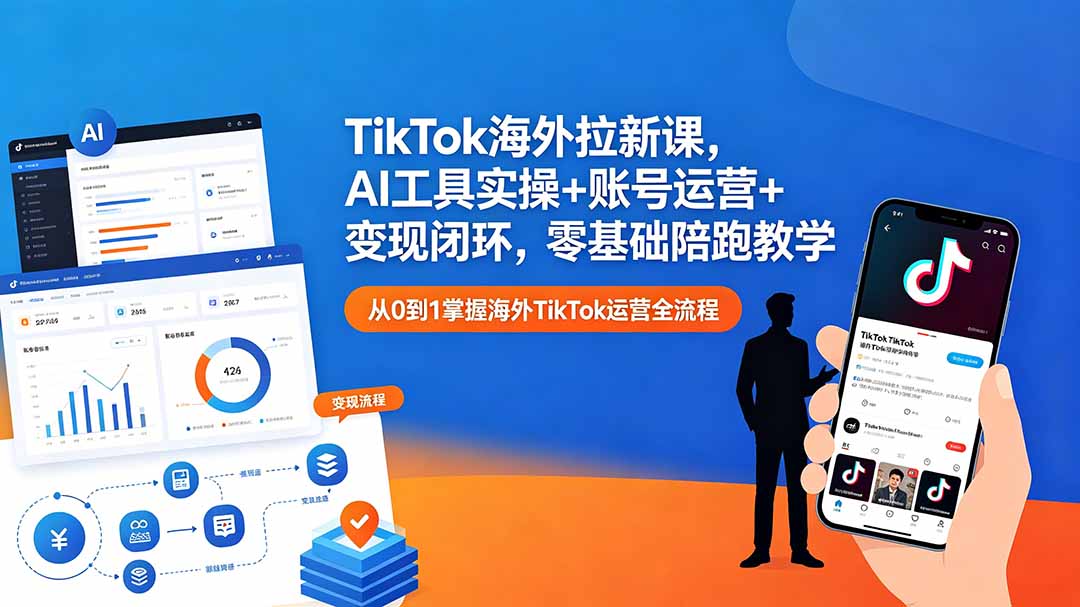（18522期）TikTok海外拉新课，AI工具实操+账号运营+变现闭环，零基础陪跑教学-知享资源网