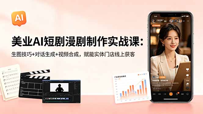 （18536期）美业AI短剧漫剧制作实战课：生图技巧+对话生成+视频合成，赋能实体门店线上获客-知享资源网