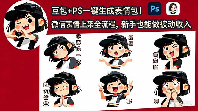 （18402期）豆包+PS一键生成表情包！微信表情上架全流程，新手也能做被动收入-知享资源网