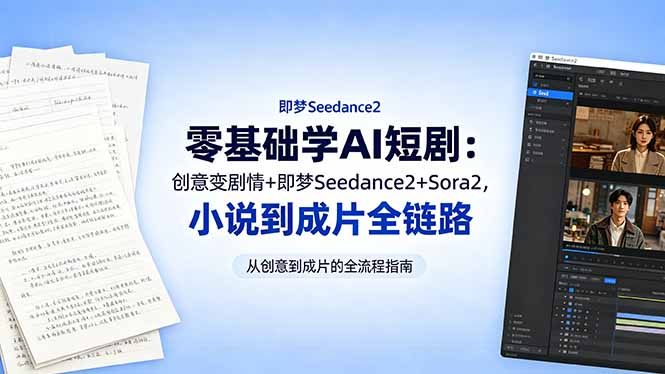 （18537期）零基础学AI短剧：创意变剧情+即梦Seedance2+Sora2，小说到成片全链路-知享资源网