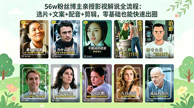 （18579期）56万粉丝博主亲授影视解说全流程：选片+文案+配音+剪辑，零基础也能快速出圈-知享资源网