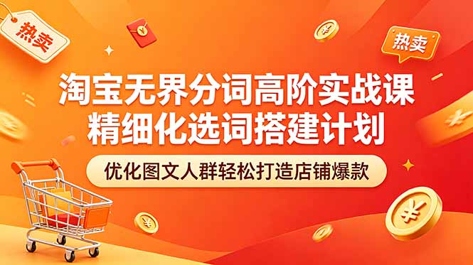 （18564期）淘宝无界分词高阶实战课 精细化选词搭建计划 优化图文人群轻松打造店铺爆款-知享资源网