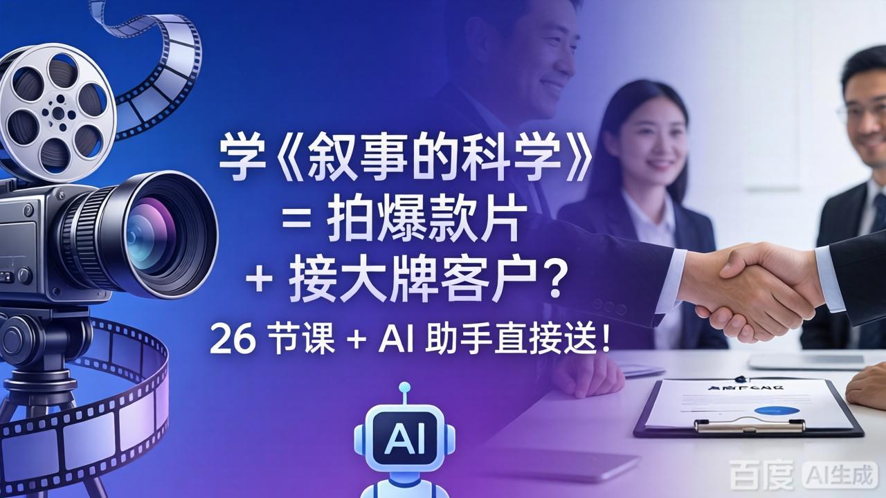 （18302期）学《叙事的科学》= 拍爆款片 + 接大牌客户？26 节课 + AI 助手直接送！-知享资源网